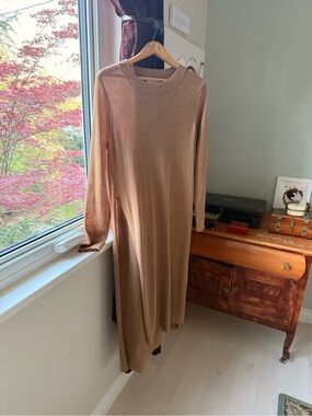 Long Sleeve Maxi Knit Duster in Camel